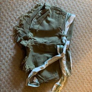 Green Denim Shorts
